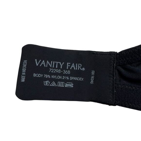 VANITY FAIR Body Shine Full Coverage Wireless Bra in Black Size 36B #72298 - Picture 3 of 5
